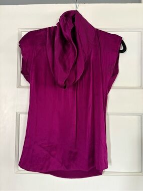 Banana Republic Silky Magenta Draped Neck Cap Sleeve Women’s Blouse